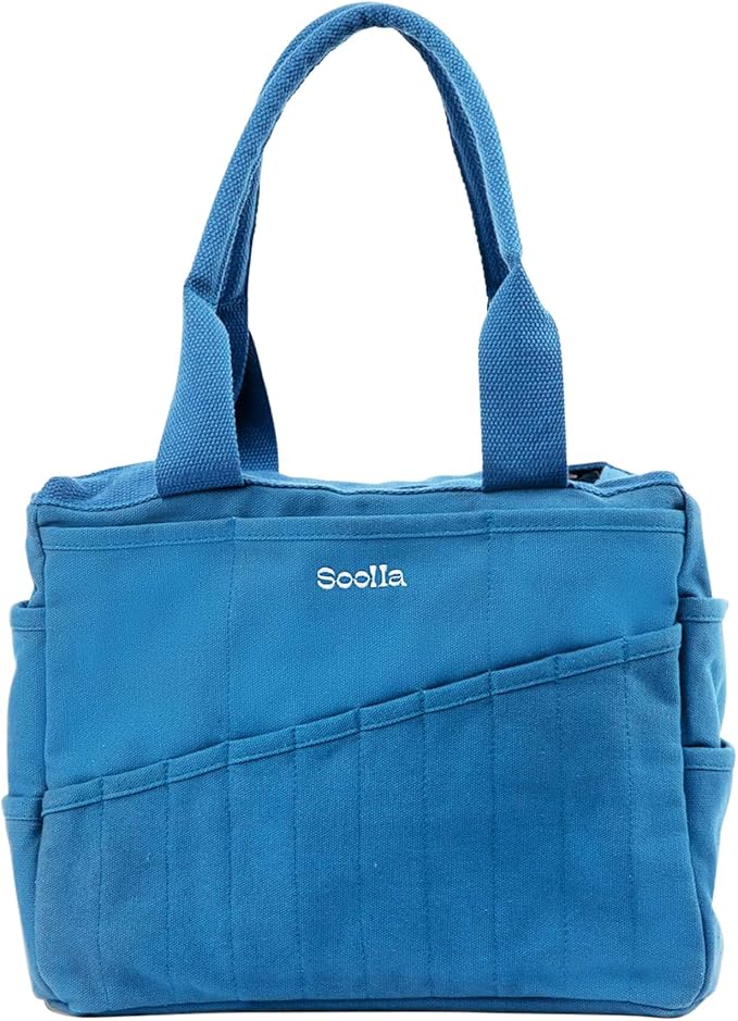 Soolla Studio Bag: Art Supply Storage & Pottery Tool Bag, Washable Craft Tote, Knitting Yarn Organizer, Crochet Projects, 30 Pockets, 20+ Canvas Colors, Gift for Artists (Blueberry Bliss)