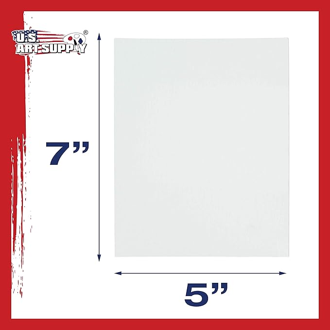 U.S. Art Supply 5 X 7 Inch Art Canvas Board Panels 96 Pack - 8 Ounce Heavyweight Cotton Acid Free Canvases for Painting Acrylics and Watercolor (1 Case of 96 Single Canvas Painting Panels)