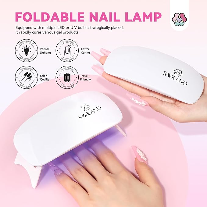 SAVILAND Acrylic Nail Kit with Everything: Professional Nails Kit Set for Beginner Acrylic Powder & Liquid Gel Polish Kit U V Light Full Nail Supplies Essential Tools DIY Home Salon Christmas Gift
