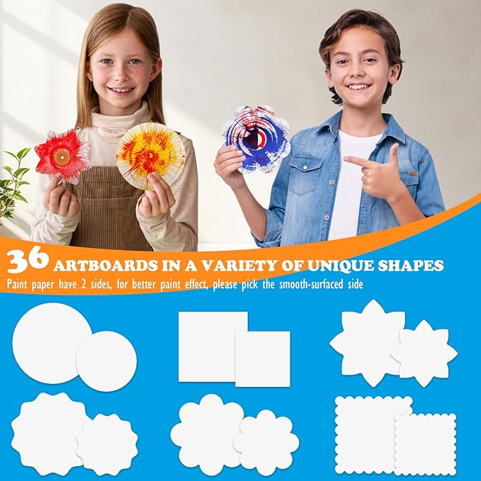 Spin Art Machine for Kids - Paint Spinner Art Craft Kit with 36 Artboards & 7 Colors - Arts and Crafts Painting Set for Boys Girls Ages 4-12, Birthday Easter Gifts for 6 7 8 9 10 Year Old（Blue）