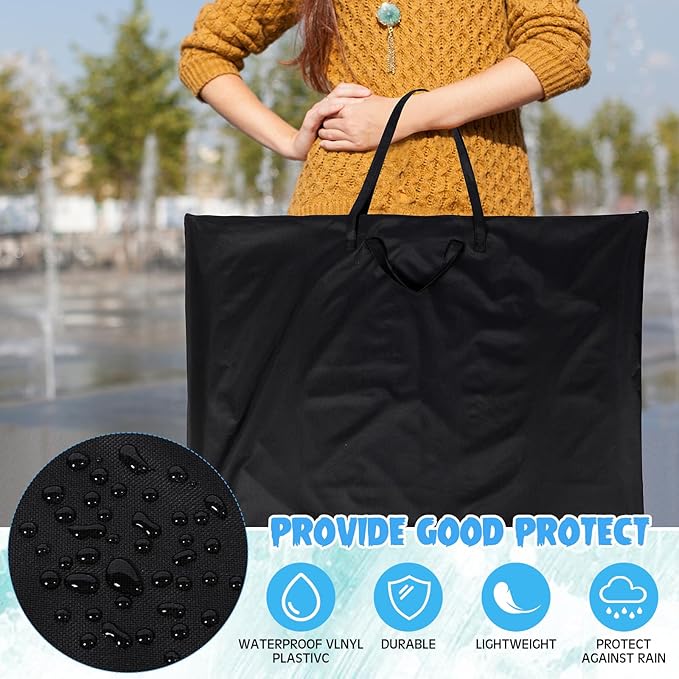 Abbylike 2 Pcs 48x36 Inch Art Portfolio Bag Large Waterproof Nylon Carry Case Shoulder Strap Poster Board Painting Drawing Sketch Storage Artist Portfolio for Students Artwork Gift Supplies(Black)