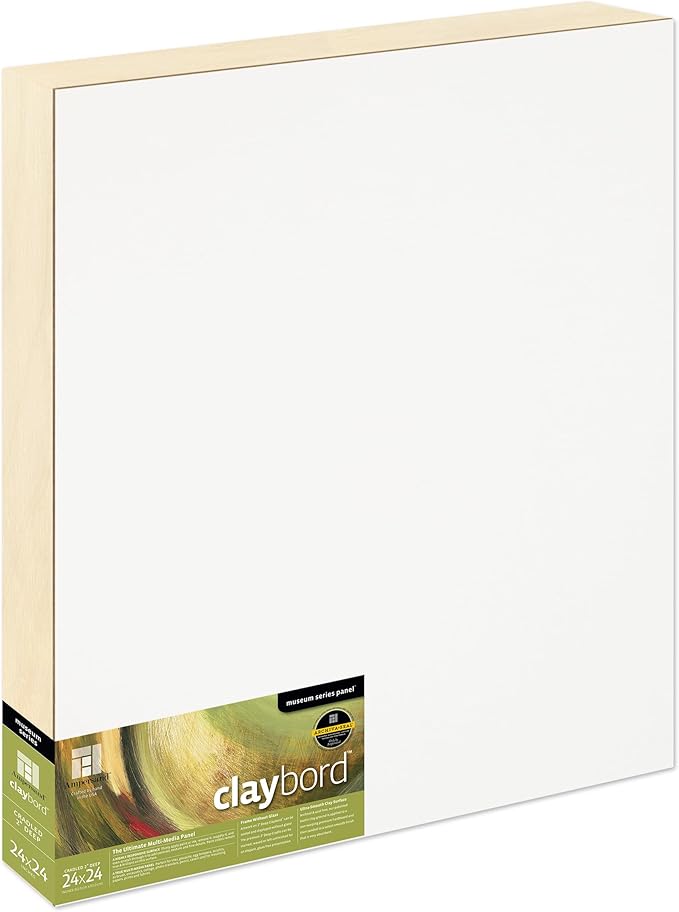 Ampersand Art Supply Claybord | 24" x 24" | 2" Cradled Profile | Kaolin Clay Painting Panel for Acrylic, Ink, Watercolor & Mixed Media | Canvas & Paper Alternative