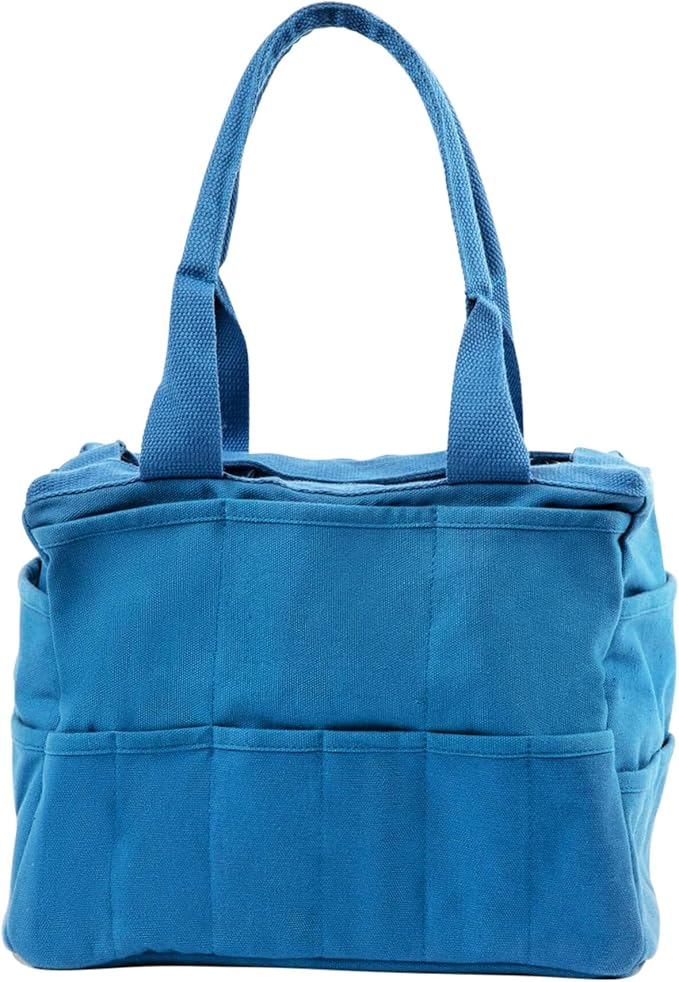 Soolla Studio Bag: Art Supply Storage & Pottery Tool Bag, Washable Craft Tote, Knitting Yarn Organizer, Crochet Projects, 30 Pockets, 20+ Canvas Colors, Gift for Artists (Blueberry Bliss)