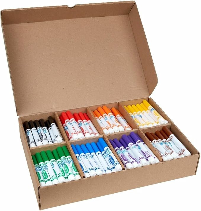 Crayola Broad Line Washable Markers - 200ct, Bulk Markers for Kids, 8 Assorted Colors, School Classroom Arts & Crafts Supplies for Teachers, Ages 3, 4, 5