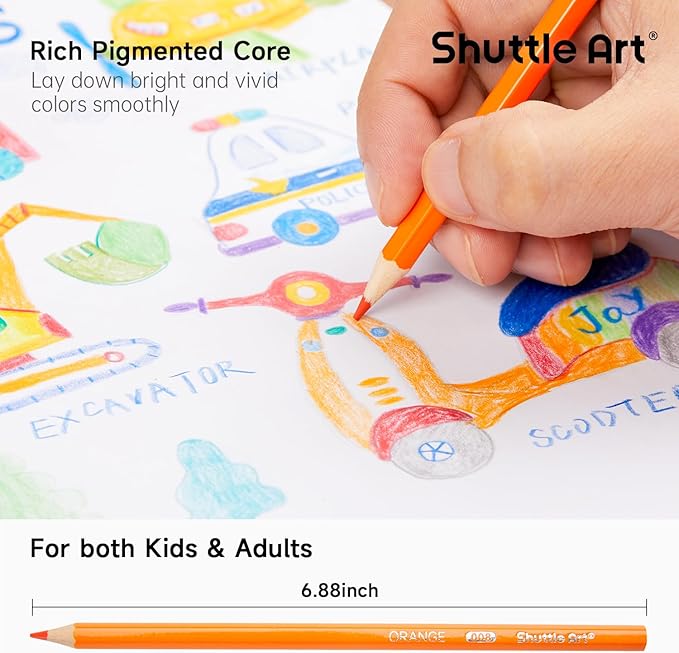 Shuttle Art 720 Colored Pencils Bulk, 12 Vibrant Colors, Pack of 60, Pre-sharpened Coloring Pencils, Wood Colored Pencil for Kids Teachers, Classroom Essentials, Back to School Supplies