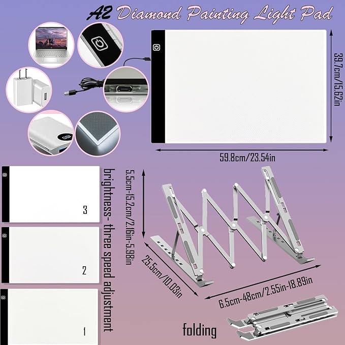 NLXCXUCY 244Pcs Diamond Art Accessories Kit All-Inclusive Diamond Painting Tool Set with A2 Diamond Painting Light Pad,Diamond Art Sealer Glue, Diamond Correction Pens, Storage Box for DIY Craft