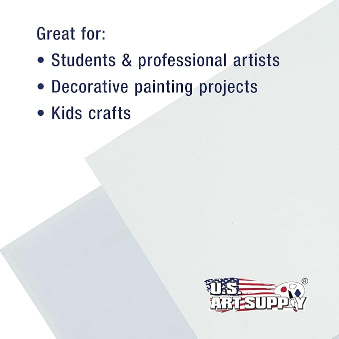 U.S. Art Supply 16 X 20 Inch Art Canvas Board Panels 4 Pack - 8 Ounce Heavyweight Cotton Acid Free Canvases for Painting Acrylics and Watercolor (1 Case of 4 Single Canvas Painting Panels)