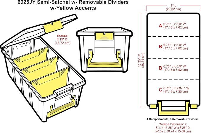 ArtBin 6925JY Semi Satchel with Yellow Accents Storage Container, Clear (Pack of 4)