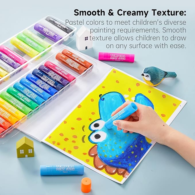 Shuttle Art Tempera Paint Sticks, 32 Colors Solid Tempera Paint for Kids, Super Quick Drying, No-Toxic, Works Great on Paper Wood Glass Ceramic Canvas