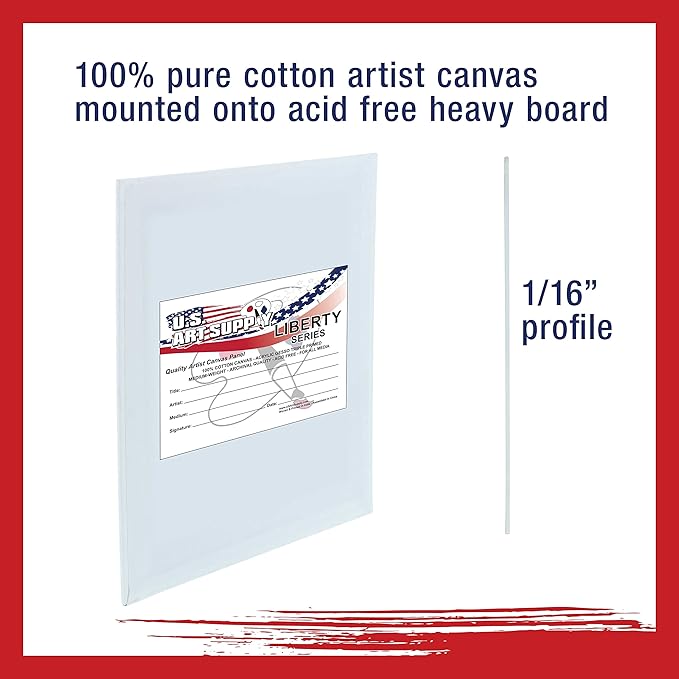 U.S. Art Supply 20 X 24 Inch Art Canvas Board Panels 4 Pack - 8 Ounce Heavyweight Cotton Acid Free Canvases for Painting Acrylics and Watercolor (1 Case of 4 Single Canvas Painting Panels)