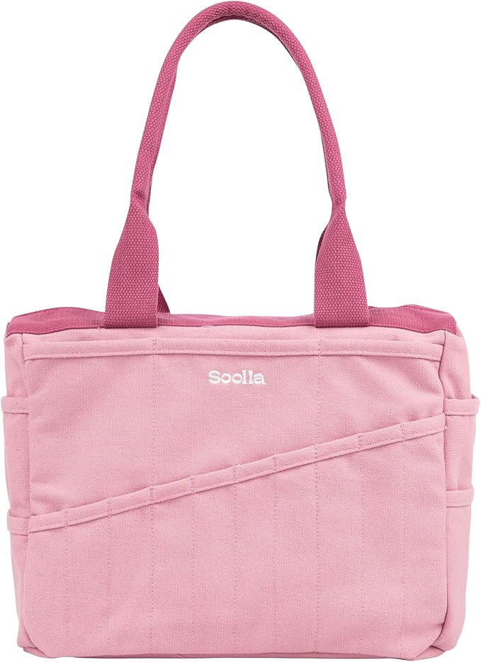 Soolla Studio Bag: Art Supply Storage & Pottery Tool Bag, Washable Craft Tote, Knitting Yarn Organizer, Crochet Projects, 30 Pockets, 20+ Canvas Colors, Gift for Artists & Teachers (Desert Rose)
