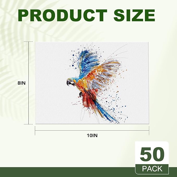 ESRICH 8x10 Canvas for Painting, 8x10 Inch Value Pack of 50, Canvas Boards for Painting, Painting Canvas for Adult & Kids-Cotton Primed Blank Canvas Panels for Oil, Watercolor, Acrylic, Tempera.