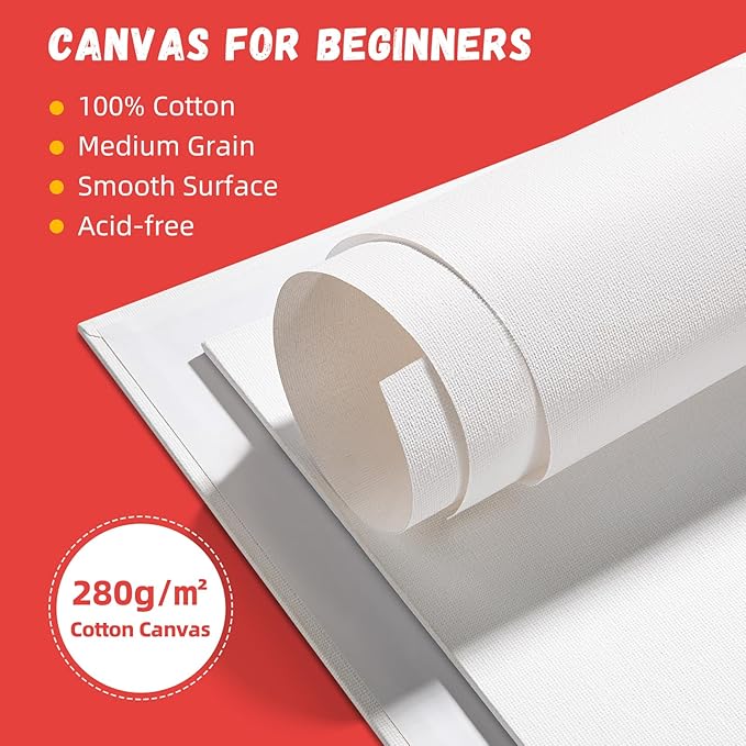 Simetufy 82 Pack 8x10 Inch Bulk Flat Canvas Boards for Painting Class and Paint & Sip Party,Blank Flat Canvas Panels Gesso Primed Acid-Free 100% Cotton for Acrylics Oil Watercolor