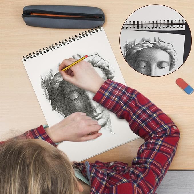 TKOOFN 10 Pack 8.5" x 11" Sketch Book Bulk (600 Sheet Total), Top Spiral Bound Premium Sketchbook Drawing Pads(68lb/100gsm), Acid-Free Painting Paper Drawingbook for Adults Kids Artists Beginners