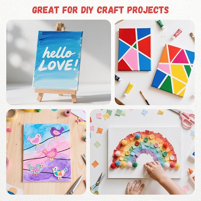 Simetufy 4 Pack Flat Canvas Boards for Painting 12x16 inch Canvas Panels, Gesso Primed Acid-Free 100% Cotton for Acrylics Oil Watercolor Tempera Paints