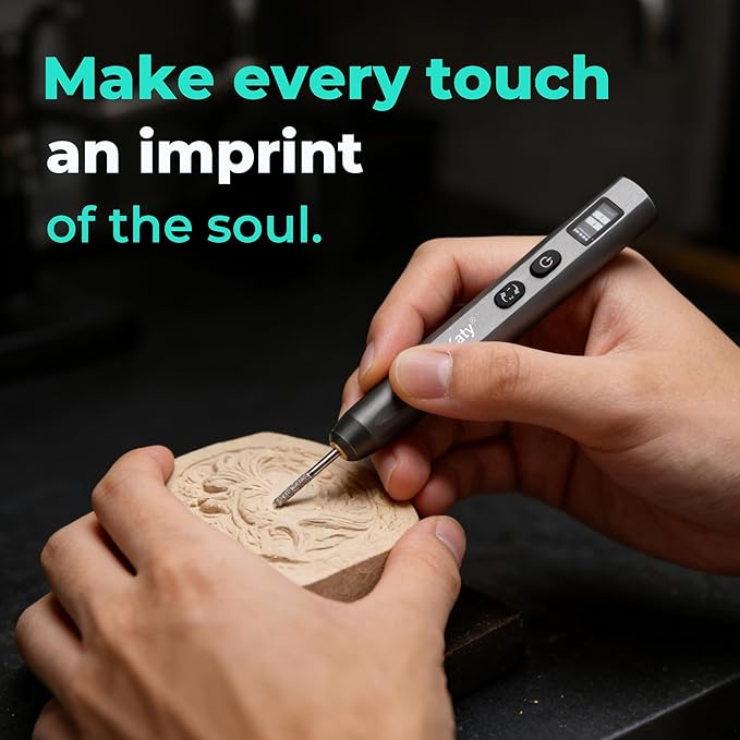 Ann Katy Wireless Engraving Pen Kit for Metal Jade Wood Glass Plastic,Engrave 50+ Surfaces,Precision Tool for Artists & DIY,Unique Gifts for Teens Adults Beginner