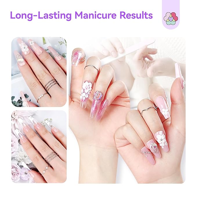 SAVILAND Essentials Acrylic Nail Kit For Beginners: Ultimate All-In-1 Acrylic Set with EMA Monomer Practice Finger Nail Drill U V Light Full Tools For Women Gift