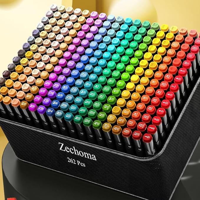 ZECHOMA 262 Colors Alcohol Markers Artist Drawing Art Dual Tip Markers Perfect for Kids Boys Girls Students Adult