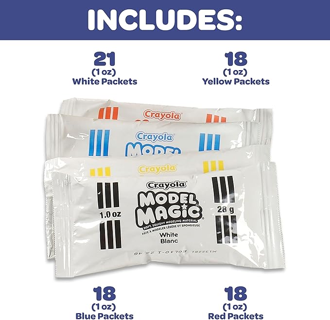 Crayola Model Magic (75ct), Kids Modeling Clay Alternative, 1oz Packs, Sculpting & Modeling Material, Art Supplies for Teachers, Air Dry Clay, Ages 3+