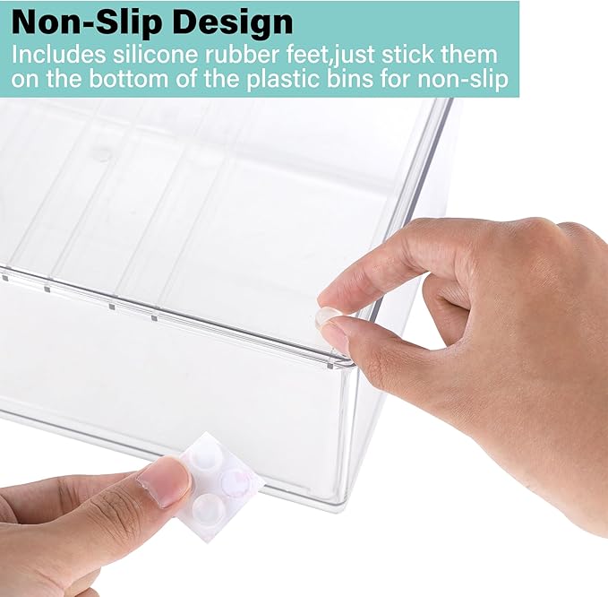 Prsildan Acrylic Makeup Organizer, 2 Pack Stackable Storage Drawers with 6 Drawers for Office Desk Vanity Craft Room Clear Drawer Organizers for Hair Accessories Art Supplies Cosmetics Modular System