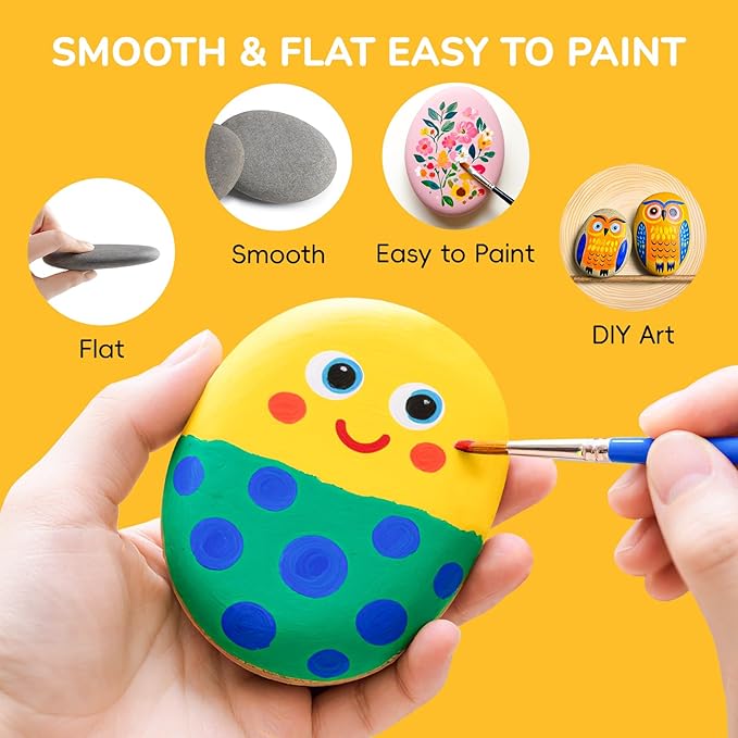 Simetufy 30Pcs Large Rocks for Painting 3.3-4.5Inch Natural River Stones for DIY, Art & Crafts, Smooth Paintable Flat Rocks Bulk for Adults, Children, Home Decor