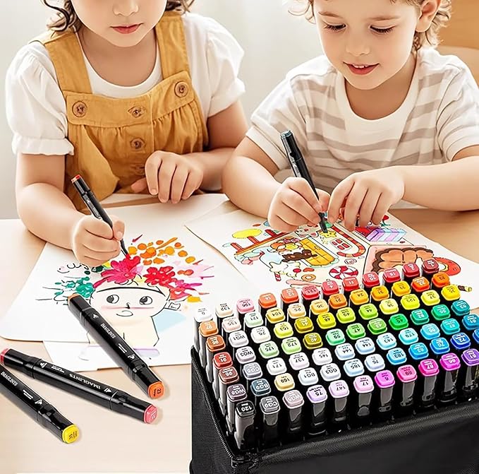 Alcohol Markers 120 Colors with Base Drawing Pen Dual Tip Art Markers for Sketch Anime Illustrations