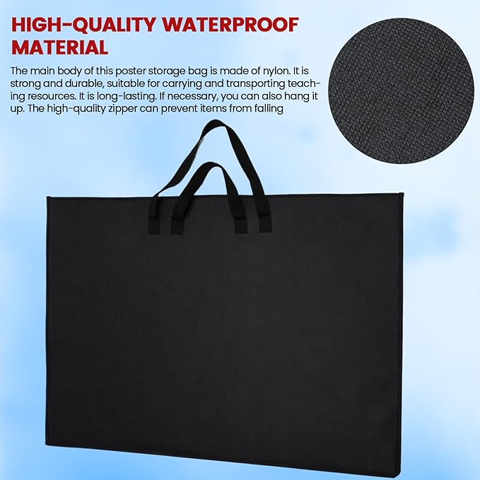 Abbylike 24 x 36 Inch Art Portfolio Bag Large Waterproof Nylon Carry Case Shoulder Strap Poster Board Painting Drawing Sketch Storage Artist Portfolio for Students Artwork Gift Supplies(Black)