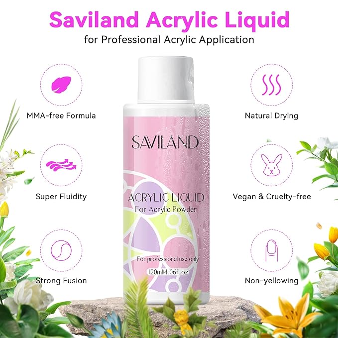 SAVILAND Acrylic Nail Kit with U V Light – Acrylic Nails Set Christmas Gift Set for Beginners with Nails Brush Practice Finger Portable Nail Drill for for Home DIY