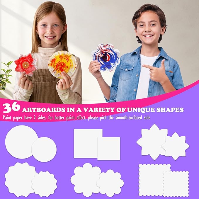 Spin Art Machine for Kids - Paint Spinner Art Craft Kit with 36 Artboards & 7 Colors - Arts and Crafts Painting Set for Boys Girls Ages 4-12, Birthday Easter Gifts for 6 7 8 9 10 Year Old (Purple)