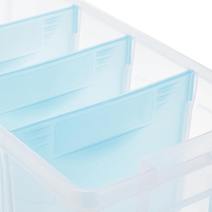 ArtBin 6925AA Semi Satchel with Removable Dividers, Portable Art & Craft Organizer with Handle, [1] Plastic Storage Case, Clear - Aqua Accents (Pack of 4)