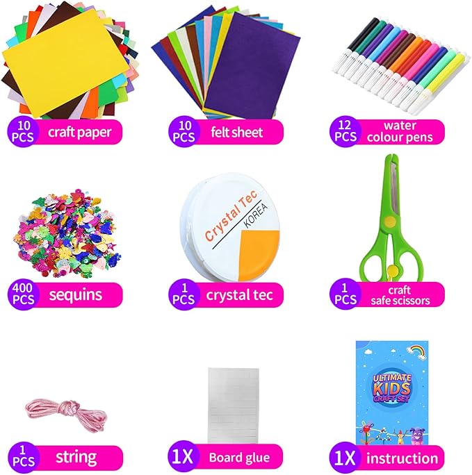 Itopstar 3000+ Kids Arts and Crafts Supplies for Kids Girls Ultimate Crafting Supply Set in Portable 3 Layered Plastic Art Box All in One for Craft DIY Art Supplies Crafts for Girls 8-12