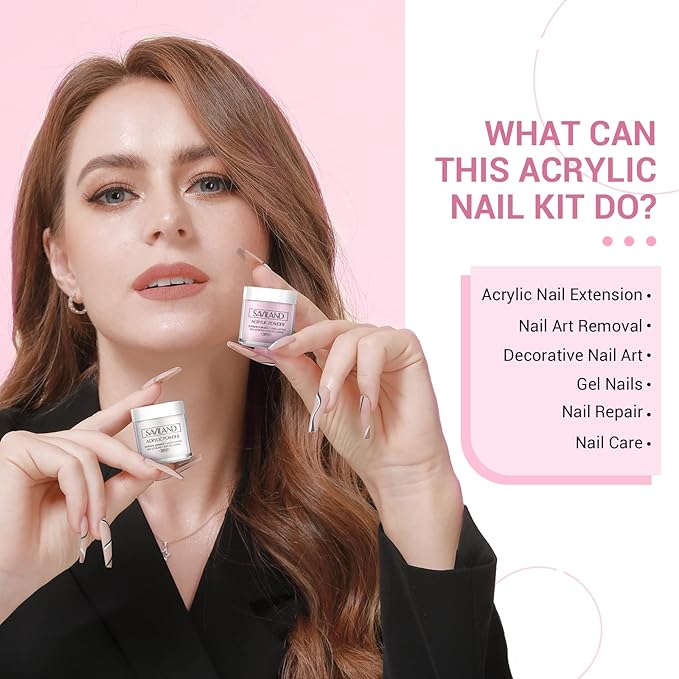 SAVILAND Acrylic Nail Kit with Drill: Professional Nails Kit Acrylic Set with Everything U V Light Nail Art Brush Glitter Powder Nail Stuff for Home DIY Salon Use Christmas Gift Set