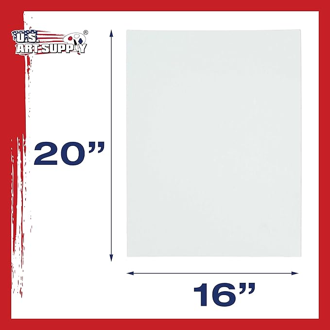 U.S. Art Supply 16 X 20 Inch Art Canvas Board Panels 4 Pack - 8 Ounce Heavyweight Cotton Acid Free Canvases for Painting Acrylics and Watercolor (1 Case of 4 Single Canvas Painting Panels)