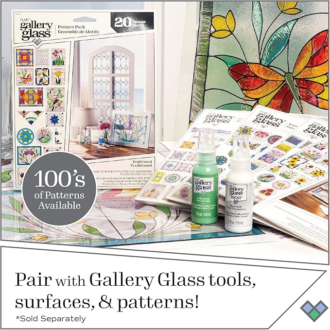 Gallery Glass Window Acrylic Craft Paint Set Formulated to be Non-Toxic, Perfect for Beginners and Artists, Eighteen Bottles, 2 Ounce, Assorted Colors 2, 2 Fl Oz (Pack of 18)