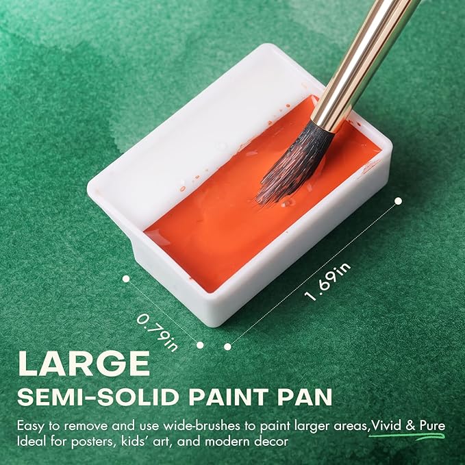 Fuumuui 24 Opaque Semi-Moist Watercolor Paint Set, Vivid Bright Professional Art Supplies with Strong Pigments & Coverage, for Artists Beginner Painters Amateur Hobbyists Painting