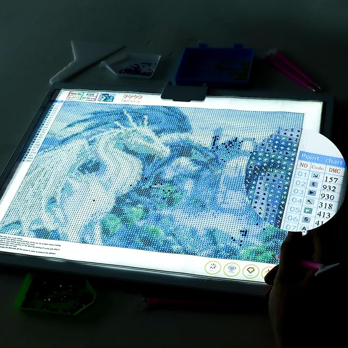 YINGWOND A3 Rechargeable LED Light Pad,Light Box for Tracing with Integrated Stand,3 Light Colors 6 Levels of Brightness and stepless dimming,Light Board for Diamond Painting,Drawing,Artists