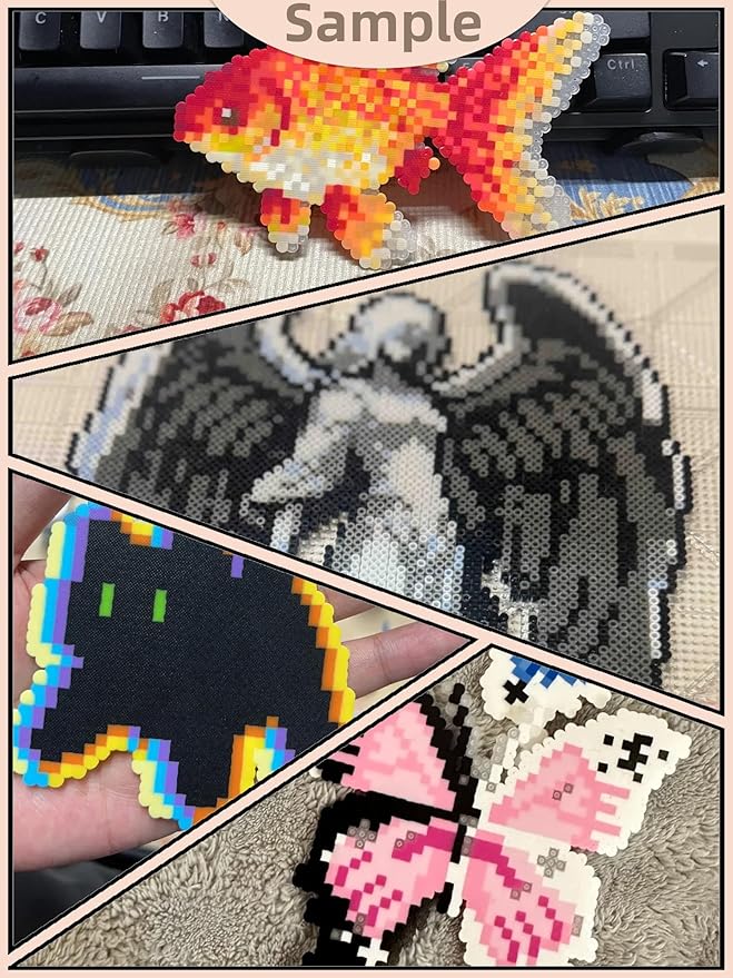 Psykade Fuse Beads Kit-Easy DIY-96 Colors 53000 2.6mm, 200+ Patterns, Built-in Iron | DIY Crafts Supplies for Women, Art Decorations for Room, Ideal Gift,Pixel Art，All-in-One
