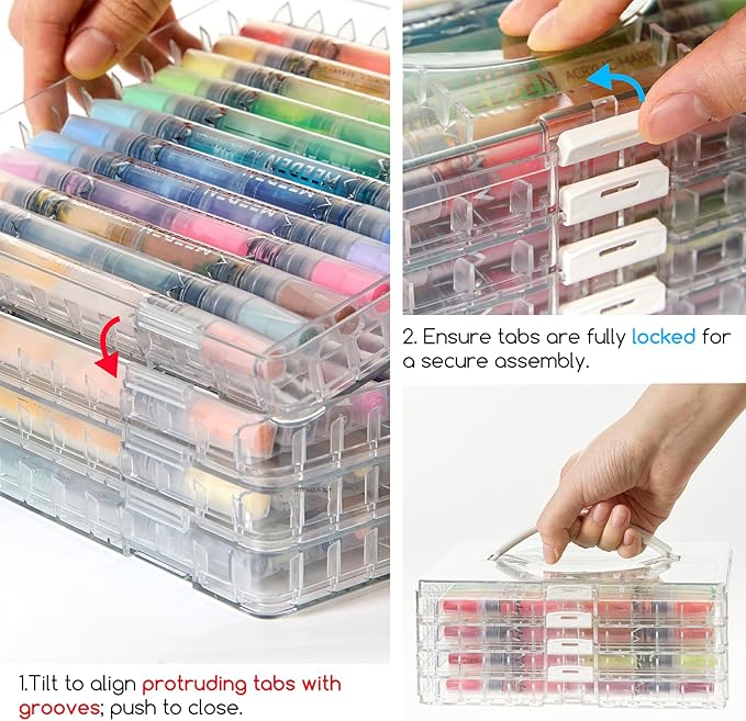 MEEDEN Acrylic Paint Markers Dual Tip: 96 Colors/48 Pcs Brush Tip Acrylic Marker with Automatic Ink Control for Art Supplies - Quick Dry Paint Pens for Rock, Wood, Glass, Easter Basket Stuffers