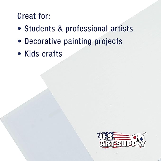 U.S. Art Supply 20 X 24 Inch Art Canvas Board Panels 12 Pack - 8 Ounce Heavyweight Cotton Acid Free Canvases for Painting Acrylics and Watercolor (1 Case of 12 Single Canvas Painting Panels)