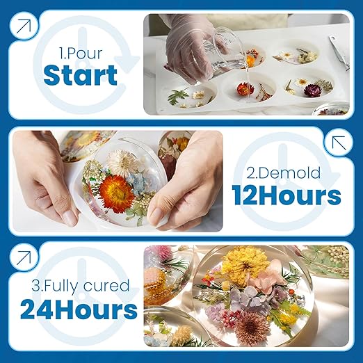LET'S RESIN 2 Part Resin and Hardener 34oz, Bubble Free & Crystal Clear Epoxy Resin for Beginners, Low Odor, Anti-Yellowing Casting Resin for Craft, Casting Molds, Jewelry, Art, Easy to Mix 1:1 Ratio
