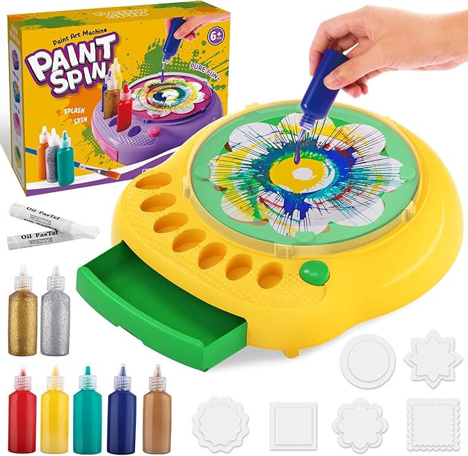 Spin Art Machine for Kids - Paint Spinner Art Craft Kit with 36 Artboards & 7 Colors - Arts and Crafts Painting Set for Boys Girls Ages 4-12, Birthday Easter Gifts for 6 7 8 9 10 Year Old（Green）