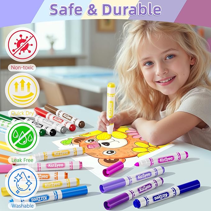 KIZZYEA Washable Markers Bulk for Kids, 320 Count, 16 Assorted Colors, Broad Line Coloring Markers for School, Classroom Supplies for Teachers, Student Art Supplies & Back to School Crafts