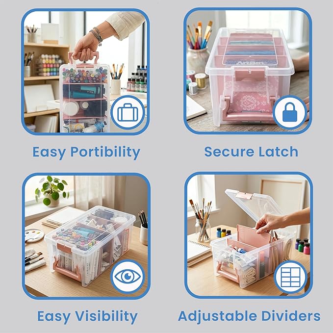ArtBin Semi Satchel Portable Craft Organizer with 3 Dividers - Clear Plastic Storage Case for Art & Craft Supplies
