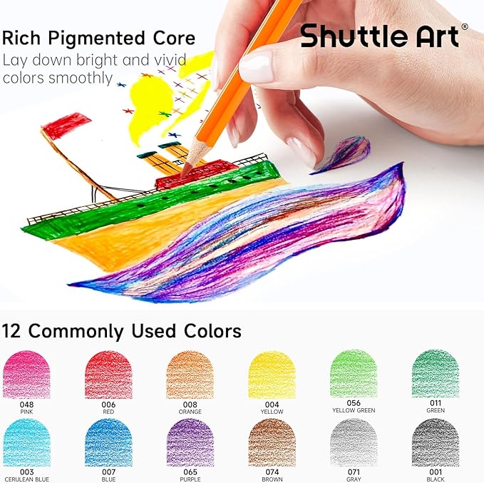 Shuttle Art Colored Pencils Bulk, 408 Pack Coloring Pencil Set Plus 20 Sharpeners, 12 Assorted Colors, Classroom Pack School Supplies