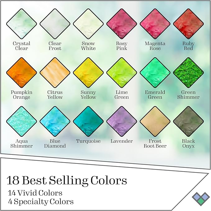 Gallery Glass Window Acrylic Craft Paint Set Formulated to be Non-Toxic, Perfect for Beginners and Artists, Eighteen Bottles, 2 Ounce, Assorted Colors 2, 2 Fl Oz (Pack of 18)