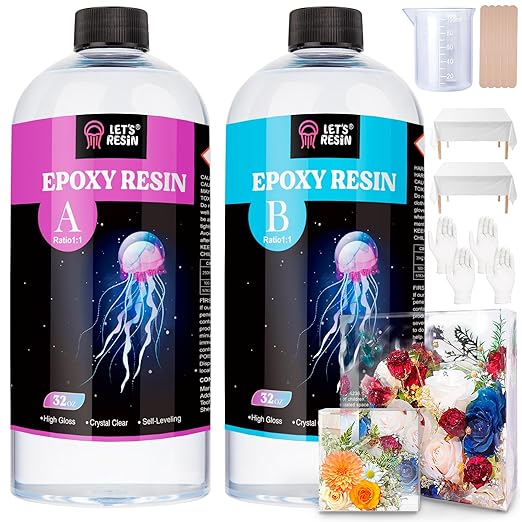 LET'S RESIN 1/2 Gallon Casting Epoxy Resin,Bubble Free & Crystal Clear Epoxy Kit,2 Part Resin and Hardener for Jewelry Making,Crafts,Art