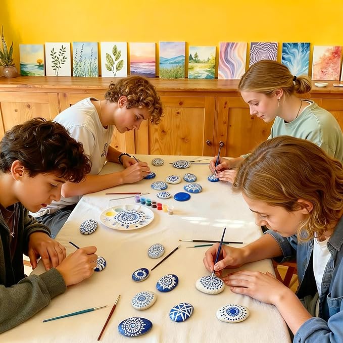 Simetufy 30 Pcs Rocks for Painting, 2"-3" Painting Rock, Flat & Smooth Natural Stones to Paint, Art & Crafts for Kids & Adults