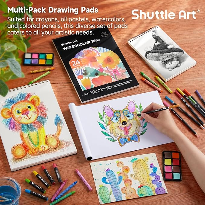 Shuttle Art 149 Piece Deluxe Art Set, Art Supplies in Wooden Case, Painting Drawing Art Kit with Crayons Colored Pencils Oil Pastels Coloring Book Sketch Pad for Kids Adults