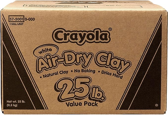 Crayola Air Dry Clay for Kids - White, 25lbs, Bulk Modeling Clay for Kids, No Bake, Sculpting & Molding Material, Bulk Art Supplies for Classrooms
