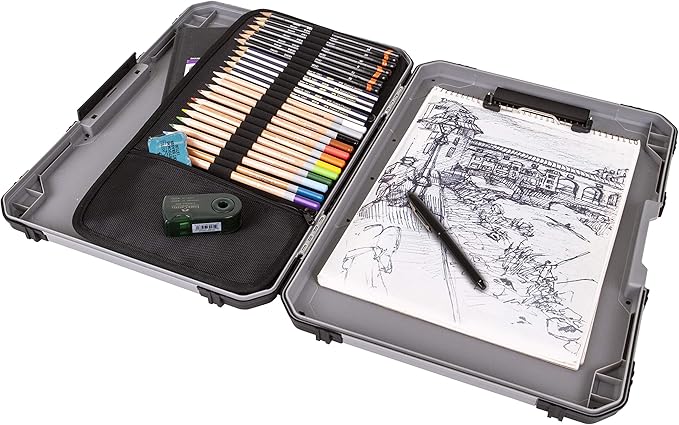 ArtBin 6838AG Sketch Board, Portable Drawing Surface with Internal Art & Craft Storage, Grey